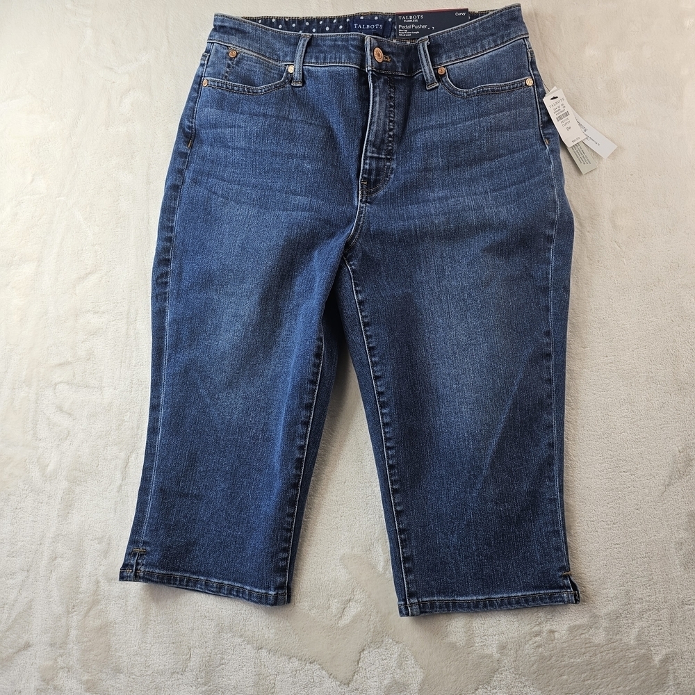 Talbots Dark Blue Cropped Jeans Women’s 8P Petite Curvy Short Crop NEW NWT